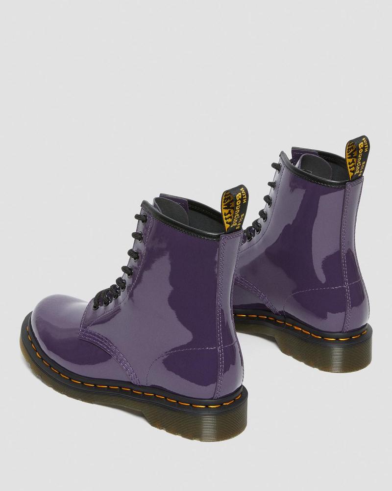 Dr Martens 1460 Lak Læder Snørestøvler Dame Lilla | DK 196NWY